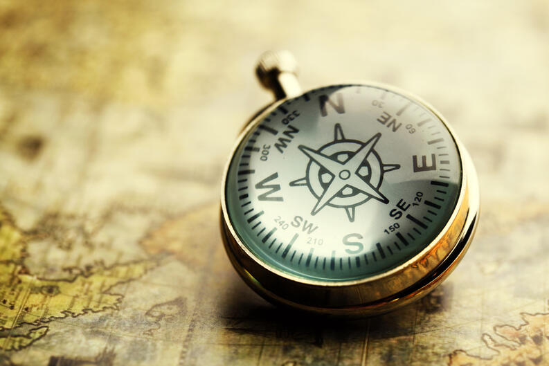 Old Compass On Map